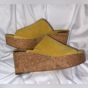 yellow wedge sandals